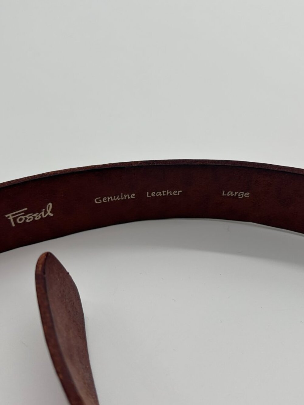 Fossil Belt Brown Genuine Leather Women's Size L Embossed Floral - Picture 6 of 9